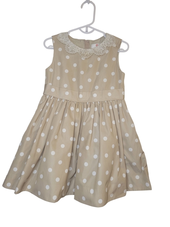 Neiman Marcus Other - Nieman Marcus Beige Polka Dot Dress with Lace Collar